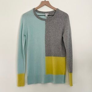 Halogen Color-block Cashmere Crew Neck Sweater